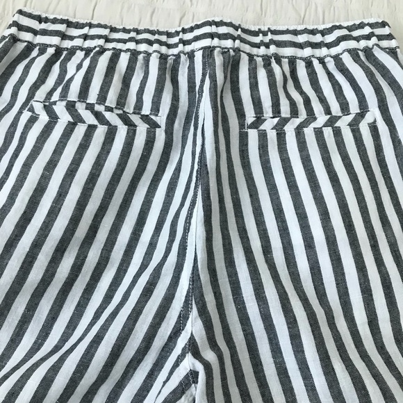 C&C California Pull-On Linen Pants, Size M, Slate Grey and White Stripe - Picture 2 of 5